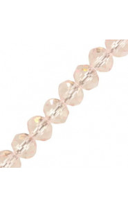 Faceted glass rondelle beads 4x3mm Light orchid pink pearl shine coating